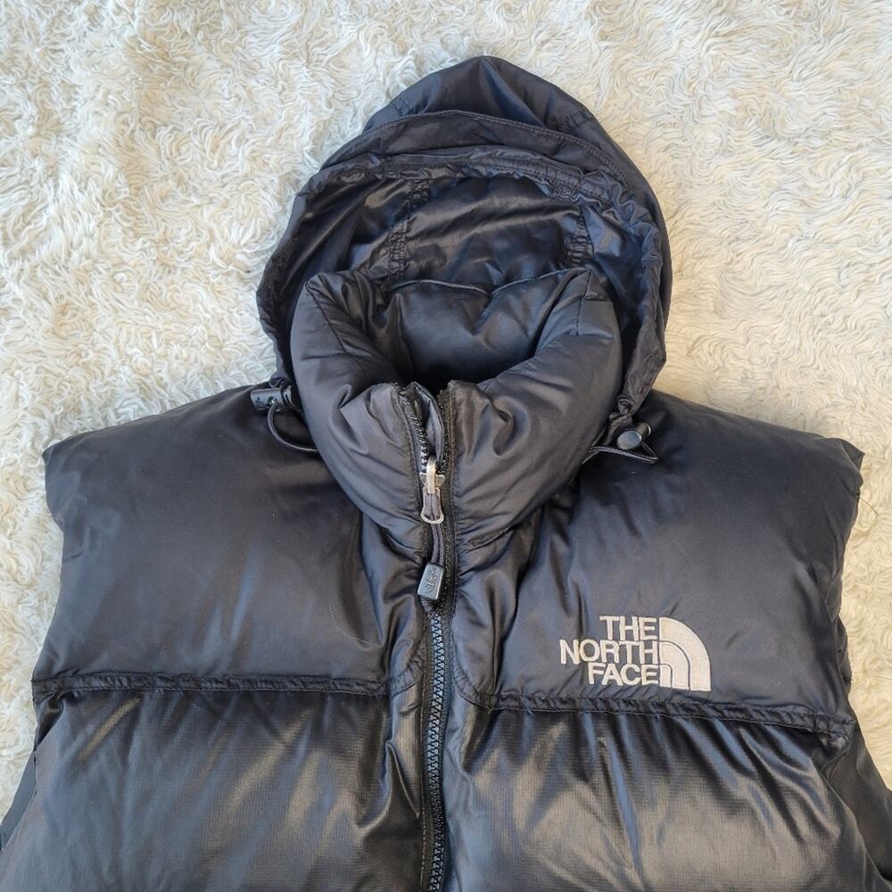 VTG The North Face 1996 Retro Nuptse Puffer Vest 700 Goose Down Black Womens SM - Picture 3 of 14